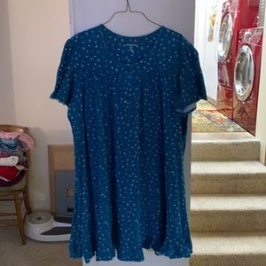 Dreams Co. 3X 30/32 teal nightgown with flowers